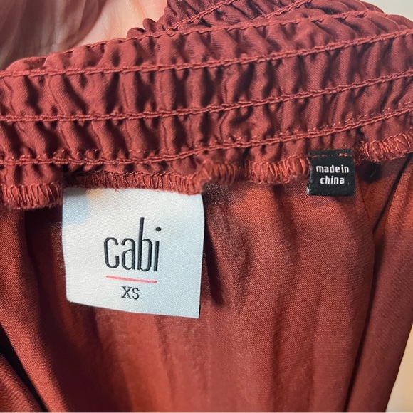 CAbi #3690 Foxy Off The Shoulder Smocked Rust Red Colored Blouse Size XS - Picture 2 of 5